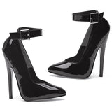 Fetish Pump W Ankle Strap Black 6In Heels