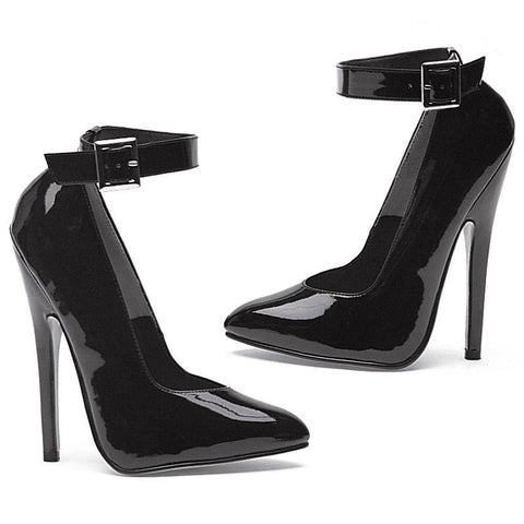 Fetish Pump W Ankle Strap Black 6In Heels