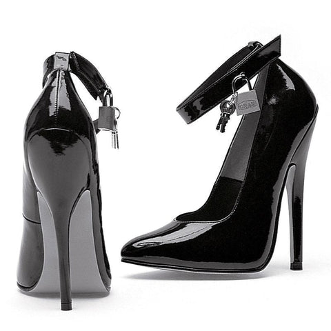 Fetish Pump W Lock And Key Black 6In Heels