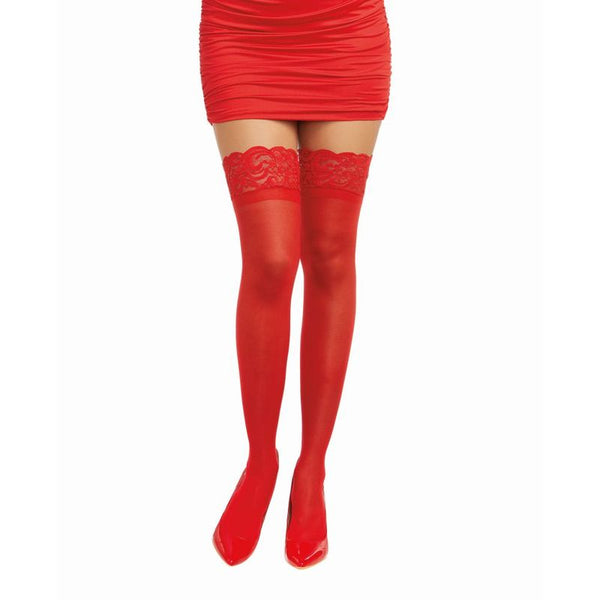 Dreamgirl Lace Top Thigh High Red Stockings