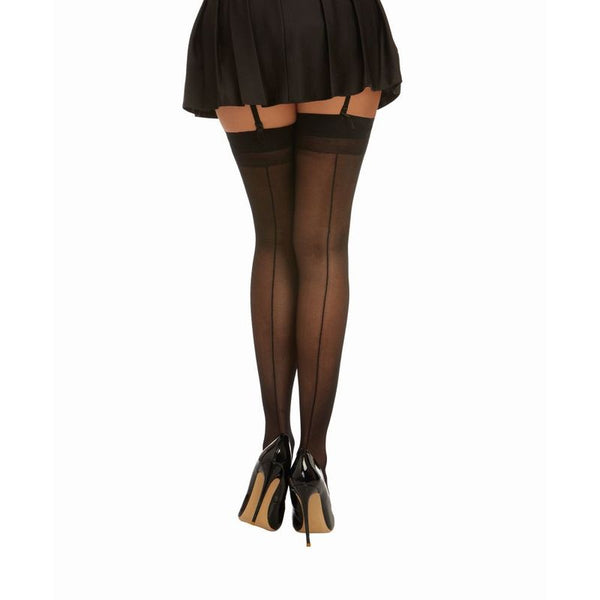 Dreamgirl Back Seam Sheer Thigh High Black Stockings