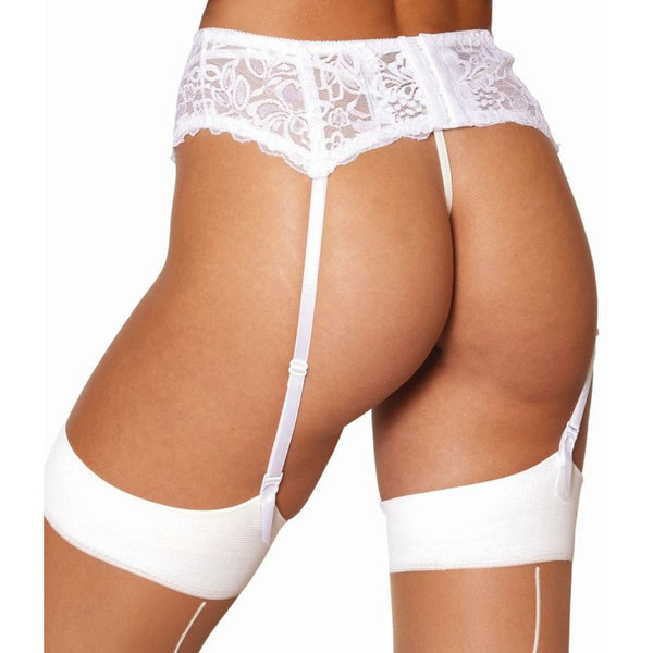 Dreamgirl Lace Garter Belt White Erotic Panties