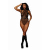 Dreamgirl Fetish Fishnet Teddy W Harness Black Bodysuits