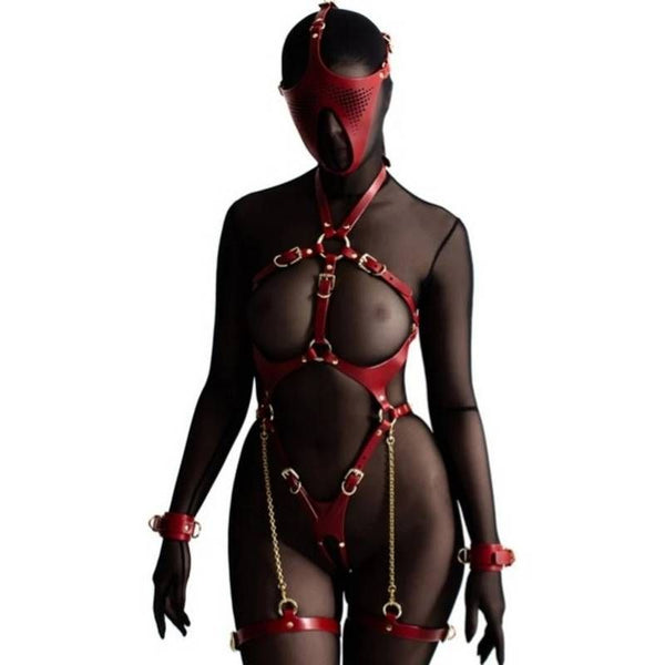 Ex Machina Genuine Leather Mask Red Fetish Masks