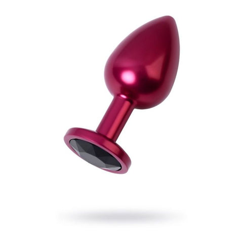 Red Metal Anal Plug With Black Crystal Medium Size Non Vibrating Butt Plugs