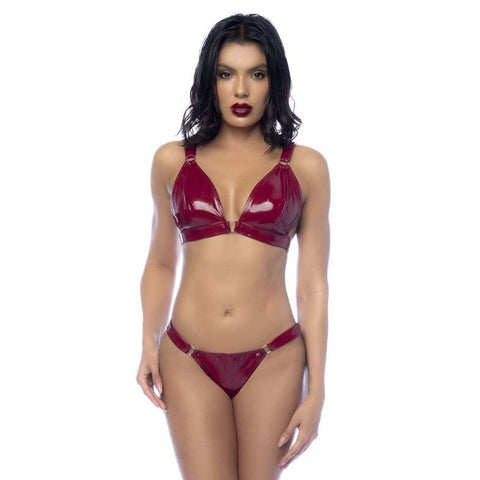 Wet Look Vinyl 2 Pc Set Gloss Wine Other Erotic Clothing