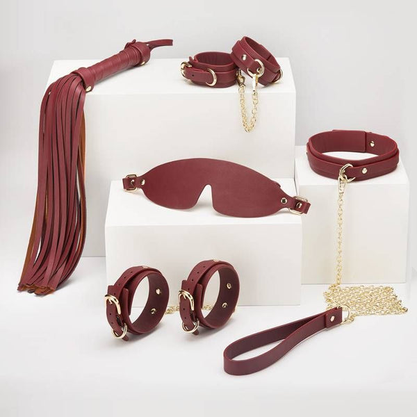 8 Pc Deluxe  Play Kit Burgundy Gold Restraint Kits & Sets