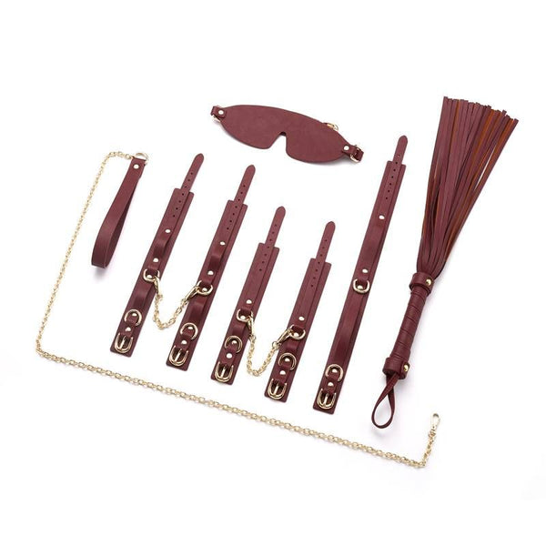 8 Pc Deluxe  Play Kit Burgundy Gold Restraint Kits & Sets