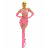 Pink Mesh Bling Ring Set Incl Pasties  Clothing