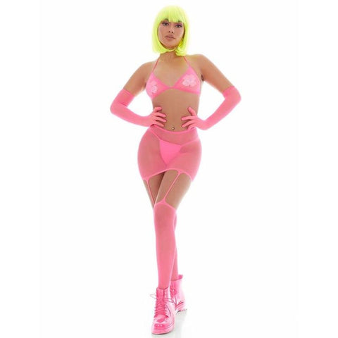 Pink Mesh Bling Ring Set Incl Pasties  Clothing