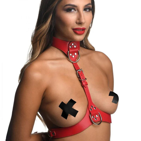 Red Female Chest Harness S/M Body Harness