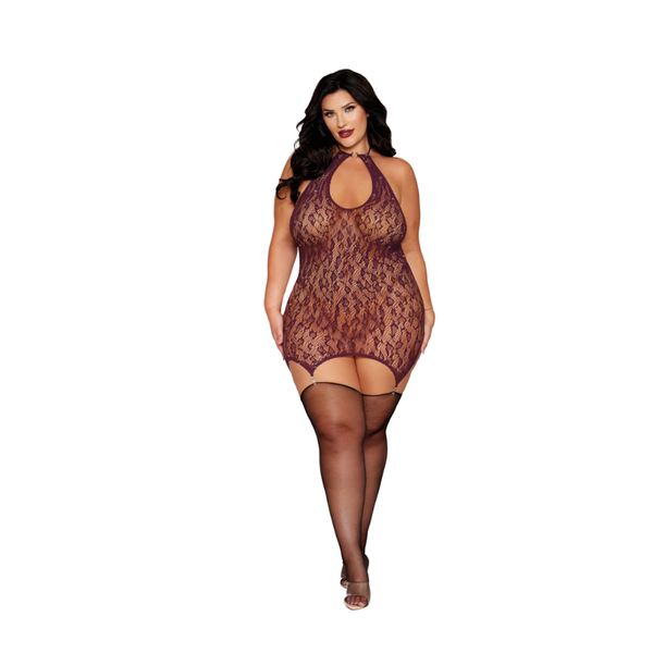 Dreamgirl Garter Slip Burgundy Bodysuits