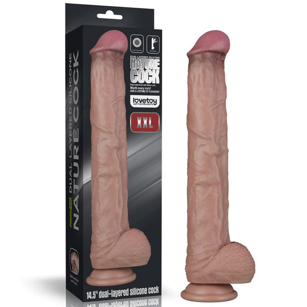 14.5In Dual Layered Bendable Silicone  Xxl Dildos