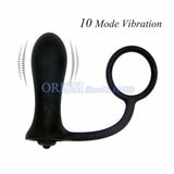 Black Anal Vibrator Male Testicle Penis Ring Men Vibrating Cock