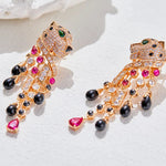 Veile Studios Leopard Heavy Industry Gold Plated With Zircon For Women Earrings