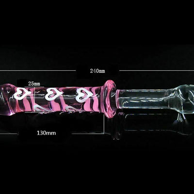 Double Ended Pink Heart Glass Dildo Crystal  Anal Butt Plug Non Vibrating Butt Plugs