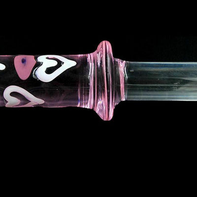 Double Ended Pink Heart Glass Dildo Crystal  Anal Butt Plug Non Vibrating Butt Plugs