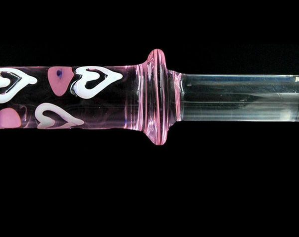 Double Ended Pink Heart Glass Dildo Crystal  Anal Butt Plug Non Vibrating Butt Plugs
