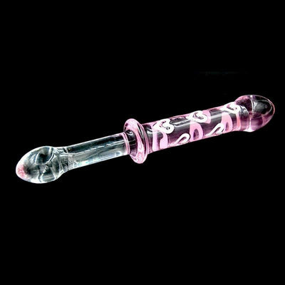 Double Ended Pink Heart Glass Dildo Crystal  Anal Butt Plug Non Vibrating Butt Plugs