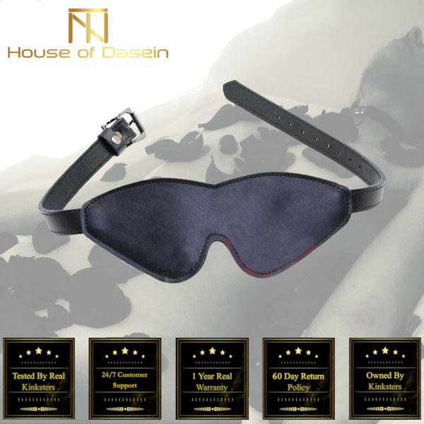 Deluxe Black Leather Blindfold  Eye Mask Restraints  Blindfolds