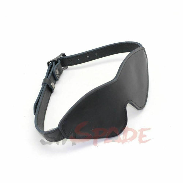 Deluxe Black Leather Blindfold  Eye Mask Restraints  Blindfolds