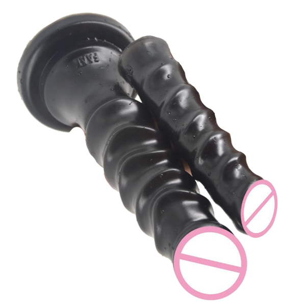 Faak Double Twist Dildo Dong Rubber Sex Toy 17Cm Thick Butt Plug Black Realistic Dildos