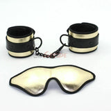 Soft Gold Black Bondage Restraints Blindfold Eye Mask Wrist Cuffs Bdsm Toy