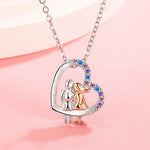 Veile Studios Love Couple Necklace With Colourful Rhinestones Heart Shaped For Valentine's Day Gift Necklaces & Pendants