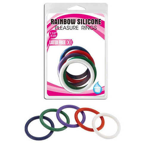 Set Of 5 Rainbow Stretchy Silicone Cock Rings
