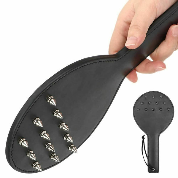 Black Spanking Paddle Silver Spikes  Kink Impact Toy Fetish Paddles