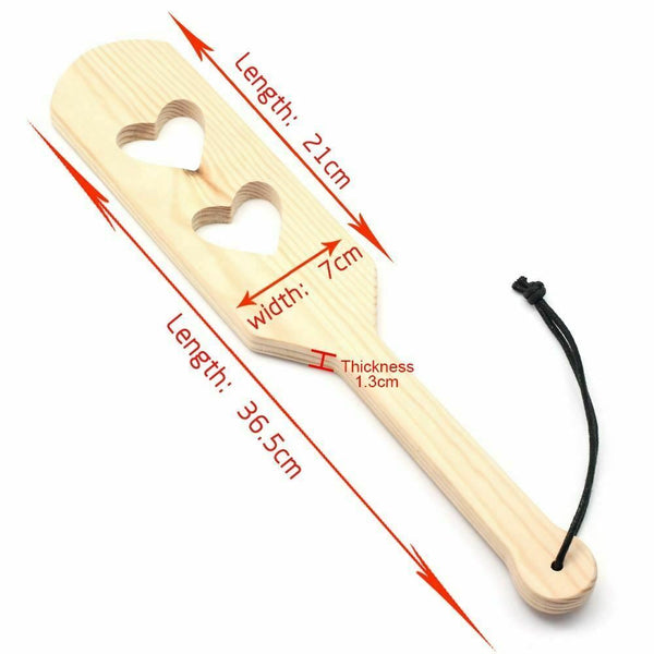 Double Heart Bamboo Spanking Paddle Impact Play Fetish  Paddles