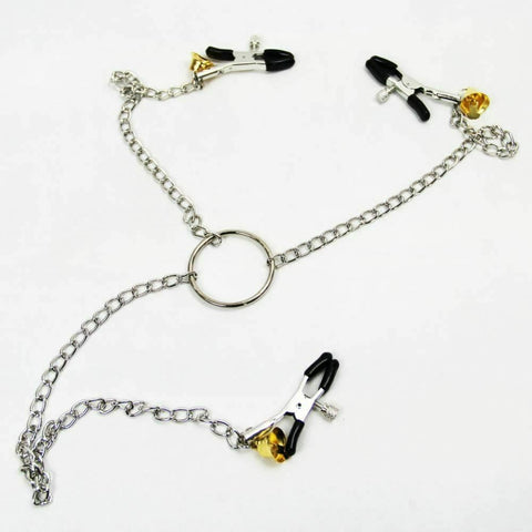 House Of Dasein Nipple Clamps Clit Long Chain Bells   Restraints Nipple & Clitoral Toys