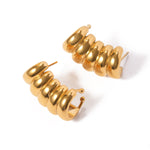 Veile Studios Stainless Steel Striped Hollow Minimalist Design High End Jewellery Earrings