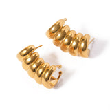 Veile Studios Stainless Steel Striped Hollow Minimalist Design High End Jewellery Earrings
