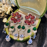 Earrings Veile Studios S925 Silver Needle Flower Tassel With Gradient Colored Zircon Details