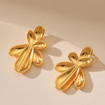 Earrings Veile Studios Irregular Three Dimensional Leaf Plated Earring In 18K Real Gold Colour