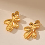 Earrings Veile Studios Irregular Three Dimensional Leaf Plated Earring In 18K Real Gold Colour