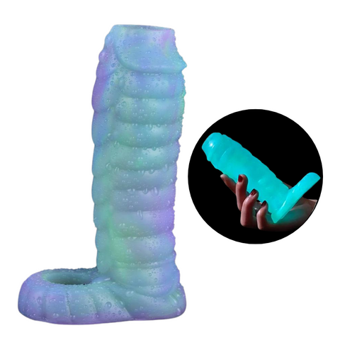 Penis Extenders & Enlargers House Of Dasein Luminous Sheath Fantasy Ribbed Dragon Penis Sleeve Sex Toys Stretch Enlarge Cock