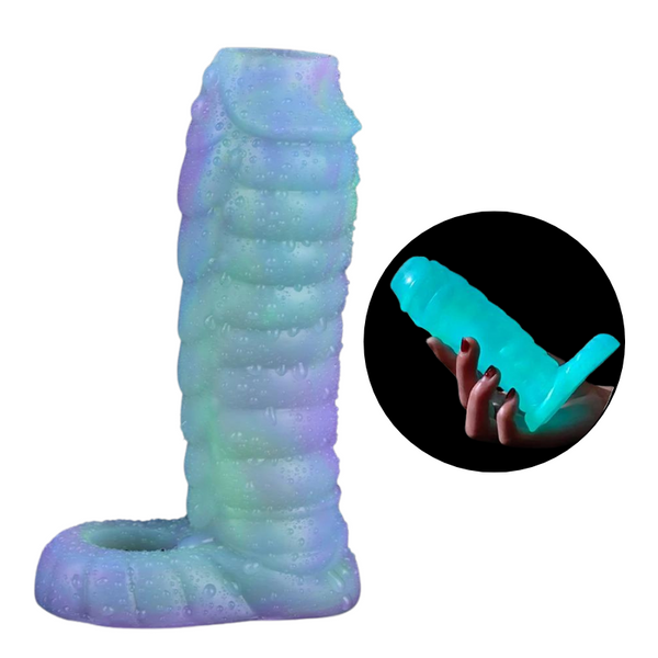 Luminous Sheath Fantasy Ribbed Dragon  Sleeve Sex Toys Stretch Enlarge   Extenders & Enlargers