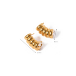 Veile Studios Stainless Steel Striped Hollow Minimalist Design High End Jewellery Earrings