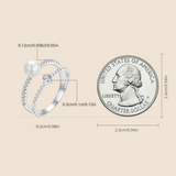 Veile Studios Original Natural Freshwater Pearl Moissanite Ring In 925 Pure Silver Rings