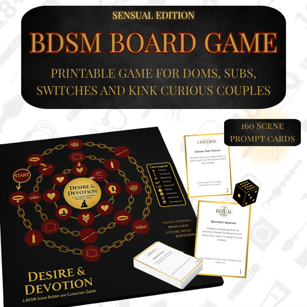Printable Kinky  Board Game Impact Ritual Afterplay Control Intimacy Connection Switch Couples 18+ Dominant Submissive Sex Games