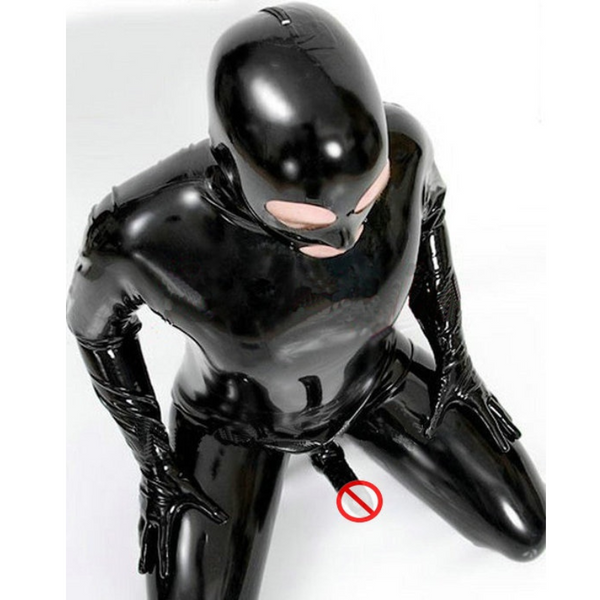 Fetish Catsuit  Bodysuit Men Full Cover Condom  Sheath Adult Jumpsuit Wet Look Latex