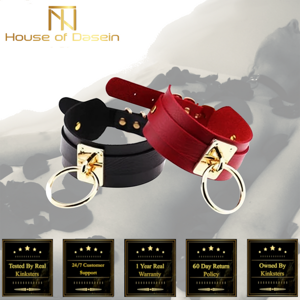 Big Ring Collar Black Red Slave  Fetish Kink Restraints Collars & Leashes