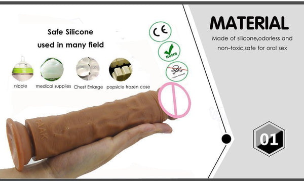 Large Realistic Silicone Dildo Anal Plug 24Cm Black Realistic Dildos