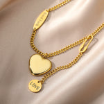 Veile Studios Fashion Jewelry Multilayer Heart Pendant Necklaces Stainless Steel Chain Choker Necklaces & Pendants