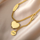Veile Studios Fashion Jewelry Multilayer Heart Pendant Necklaces Stainless Steel Chain Choker Necklaces & Pendants