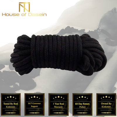 20M Black Soft Cotton Knitted Rope  Restraints  Kink Fetish Rope & Suspension