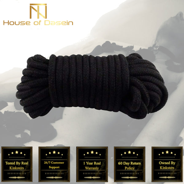 20M Black Soft Cotton Knitted Rope  Restraints  Kink Fetish Rope & Suspension