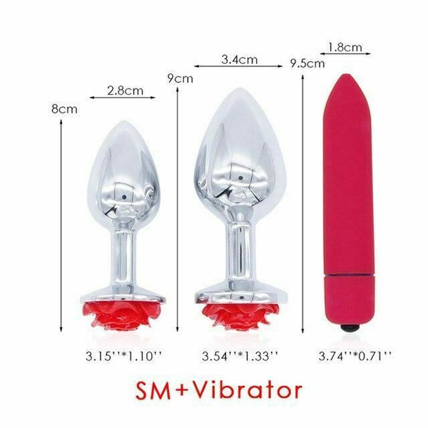 Red Rose Anal Flower Stainless Steel Metal Butt Plug Three Sizes Mini  Set Non Vibrating Butt Plugs